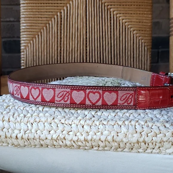 Vintage Brighton leather and fabric heart & B belt, size 30 - Picture 4 of 12